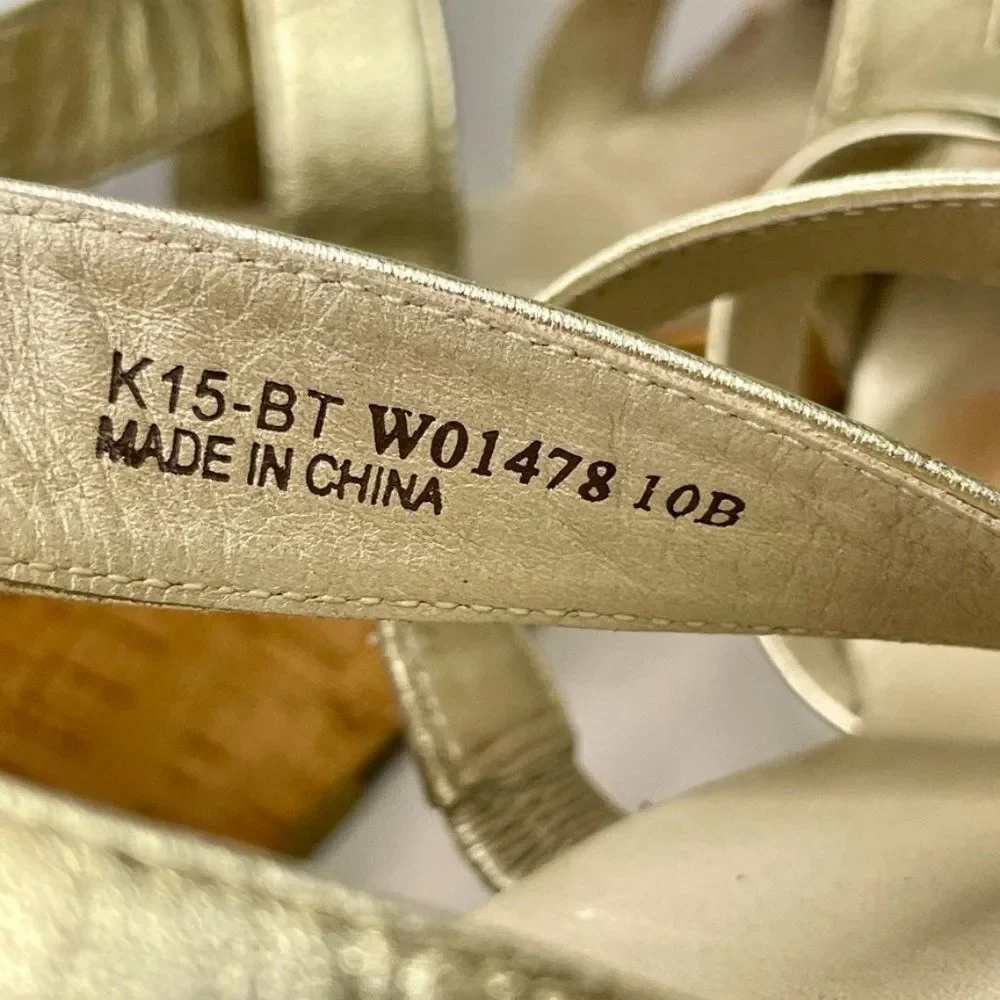 Cole Haan Womens Jullian Metallic Gold Open Toe Platform Wedge Sandal Size 10B‎
